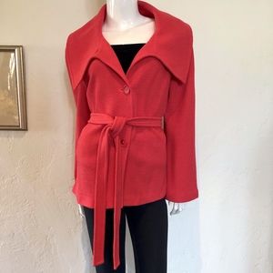 St.John Red Belted Wrap-Style ShawlCollar Jacket💘❤️